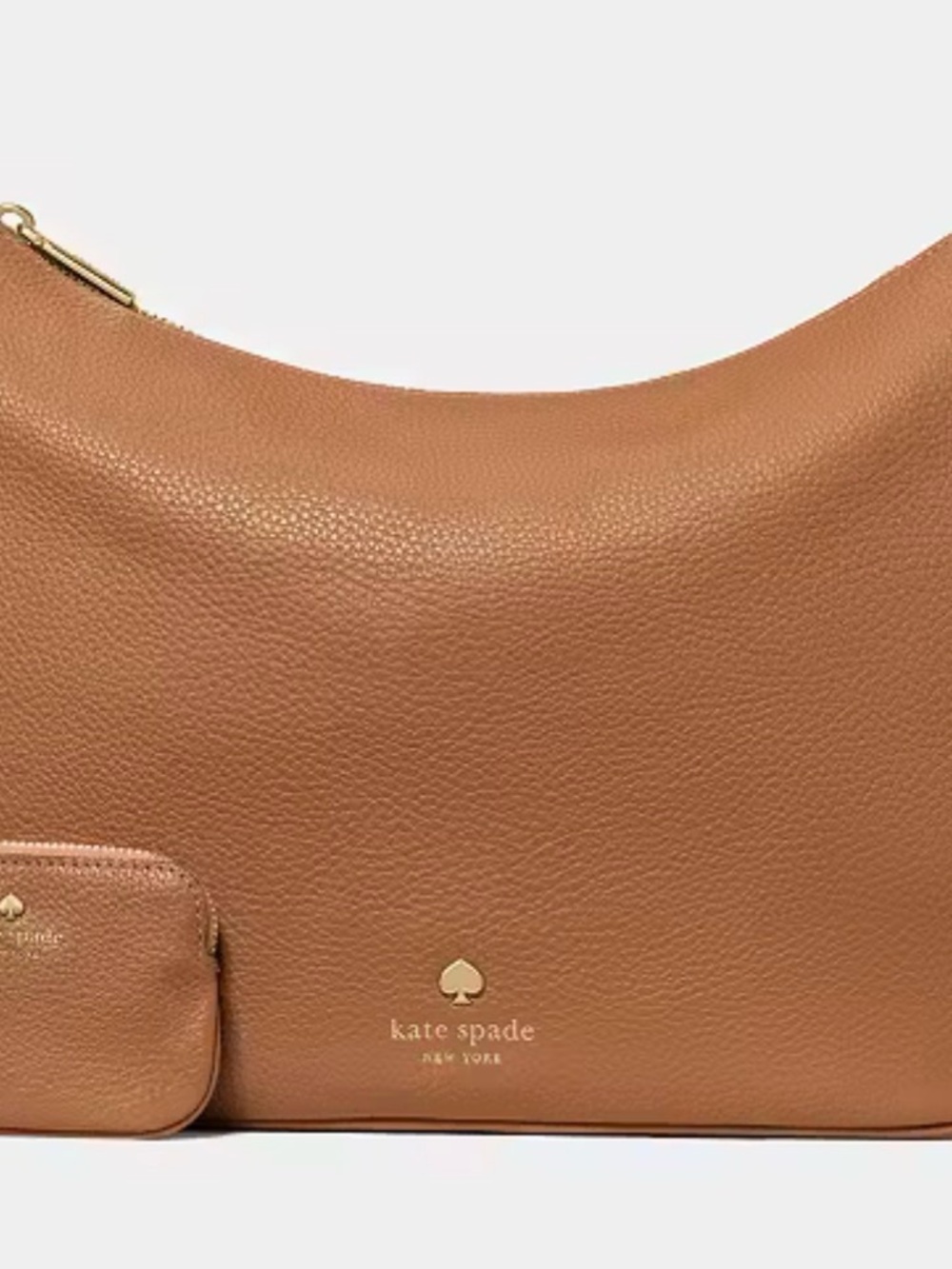 NWT Kate  Spade Emma large tan pebbled leather crossbody bag with coin pouch
